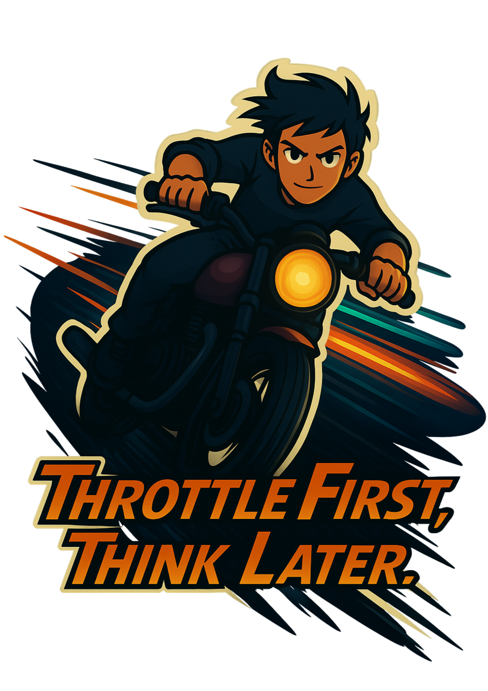 Throttle First, Think Later – Adrenaline Ride Sticker